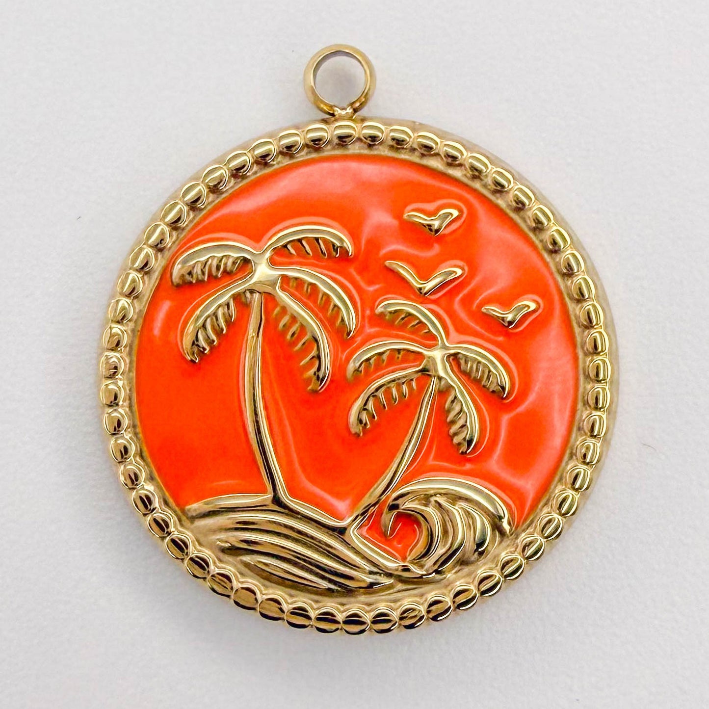 LYVANLI14 K Gold Color Tropical Ocean Pendant Charms – Palm Tree, Starfish, Sea Turtle, Shell, Snake DIY Titanium Steel Jewelry for Women