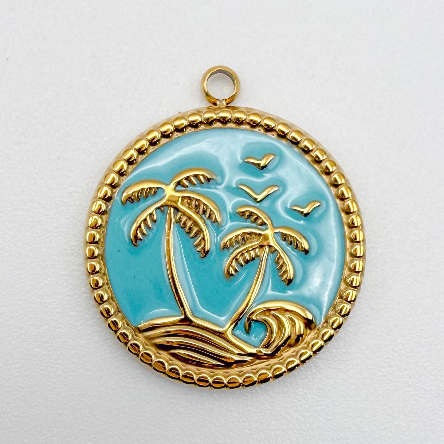 LYVANLI14 K Gold Color Tropical Ocean Pendant Charms – Palm Tree, Starfish, Sea Turtle, Shell, Snake DIY Titanium Steel Jewelry for Women