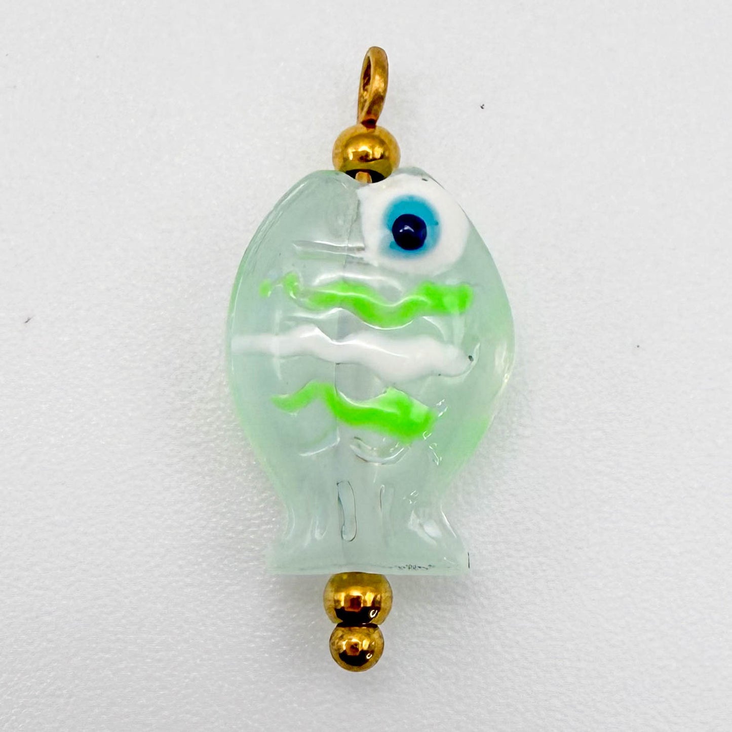 LYVANLIDopamine Heart Fish Pendant – Hand-Painted Glass Resin Charm, 18K Gold Plated Stainless Steel DIY Jewelry Making Accessory