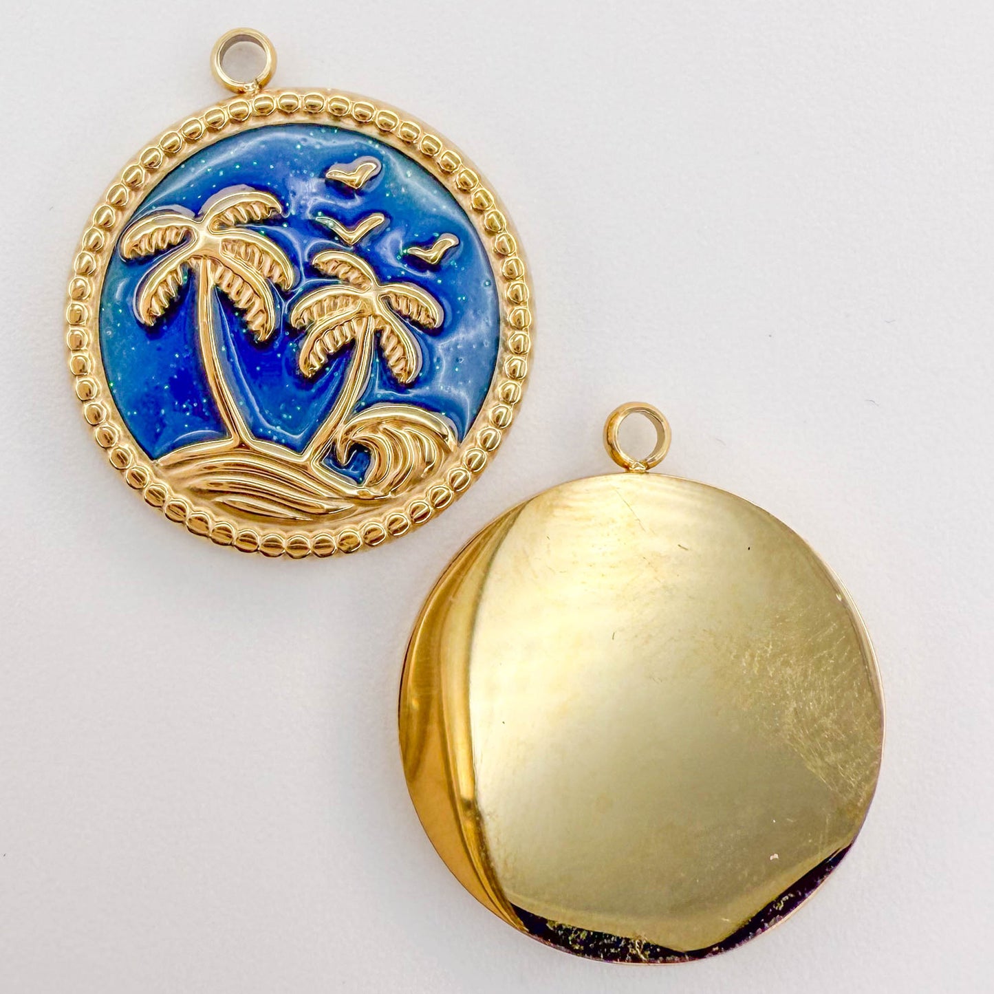 LYVANLI14 K Gold Color Tropical Ocean Pendant Charms – Palm Tree, Starfish, Sea Turtle, Shell, Snake DIY Titanium Steel Jewelry for Women