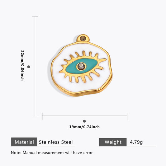 18K Gold Evil Eye Pendant with Palm Heart Enamel DIY Necklace & Bracelet Jewelry Charm