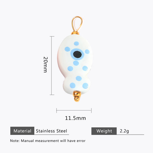 Hand-painted ceramic fish pendants with colorful polka dots are ideal for DIY necklaces, earrings, and jewelry accessories.