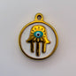 LYVANLI18K Gold Evil Eye Pendant with Palm Heart Enamel DIY Necklace & Bracelet Jewelry Charm