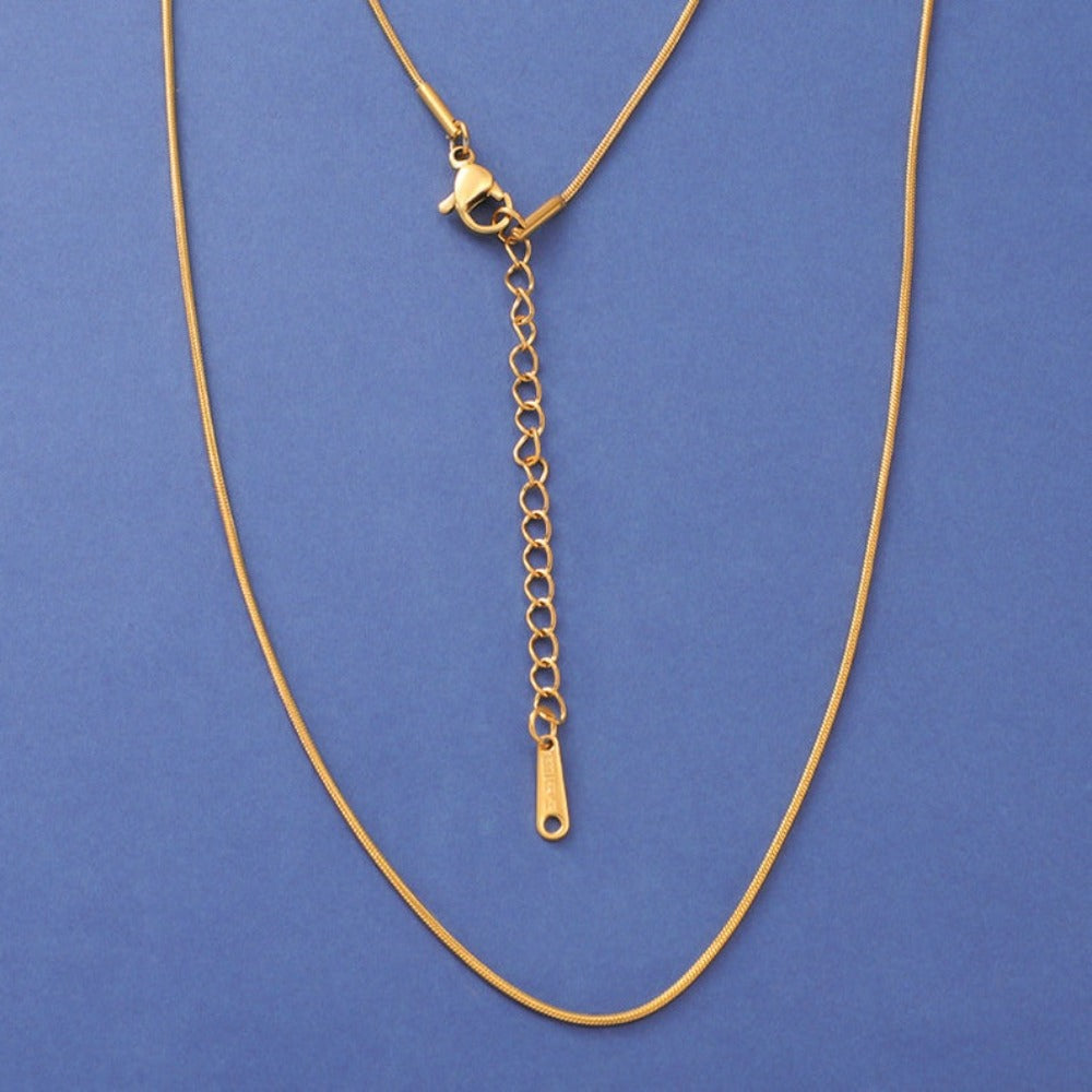 18K Gold-Colored Titanium steel Round Snake Chain Necklace  Non-Fading DIY Jewelry Supply with 5cm Extension Chain