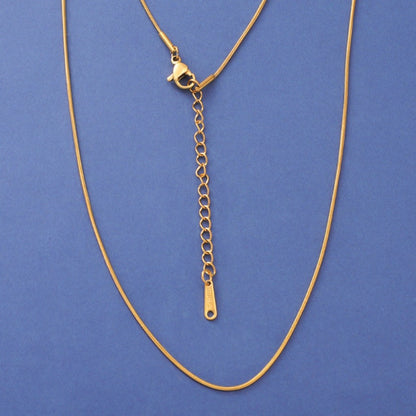 18K Gold-Colored Titanium steel Round Snake Chain Necklace  Non-Fading DIY Jewelry Supply with 5cm Extension Chain