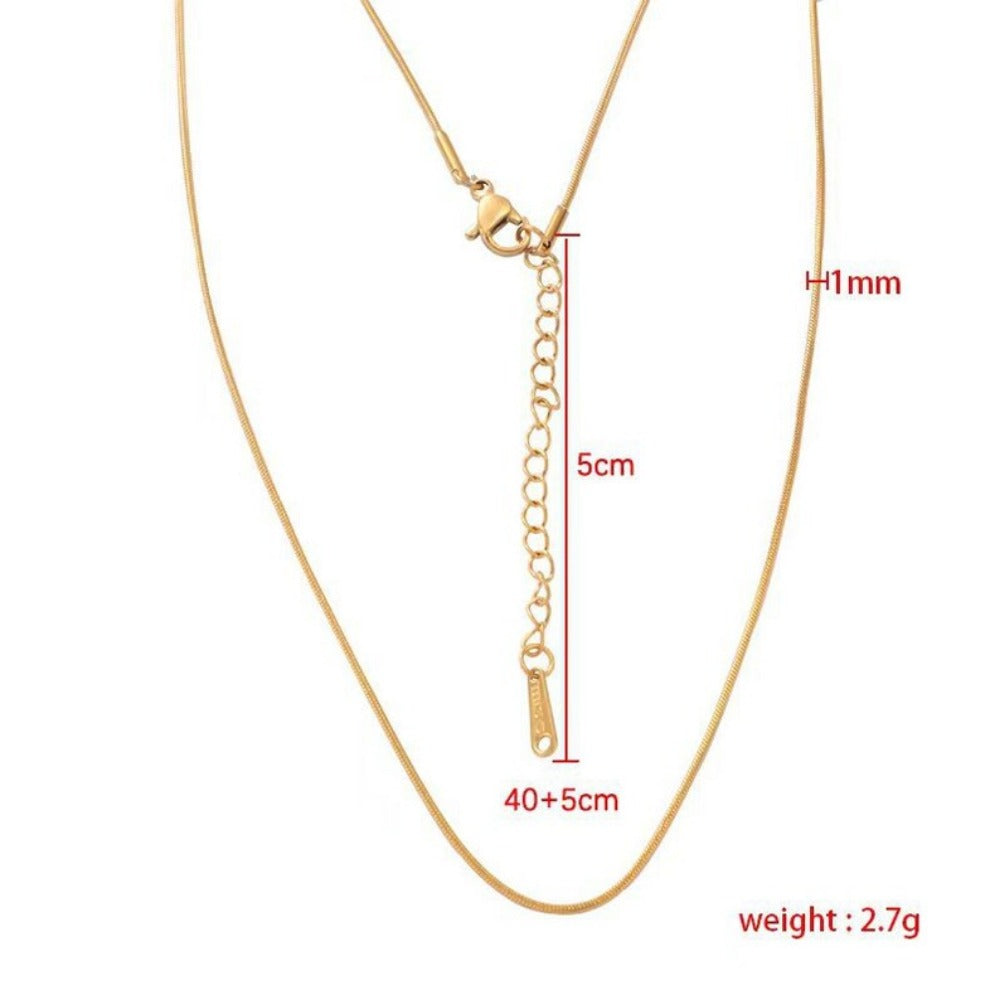 18K Gold-Colored Titanium steel Round Snake Chain Necklace  Non-Fading DIY Jewelry Supply with 5cm Extension Chain