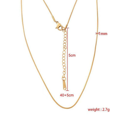 18K Gold-Colored Titanium steel Round Snake Chain Necklace  Non-Fading DIY Jewelry Supply with 5cm Extension Chain
