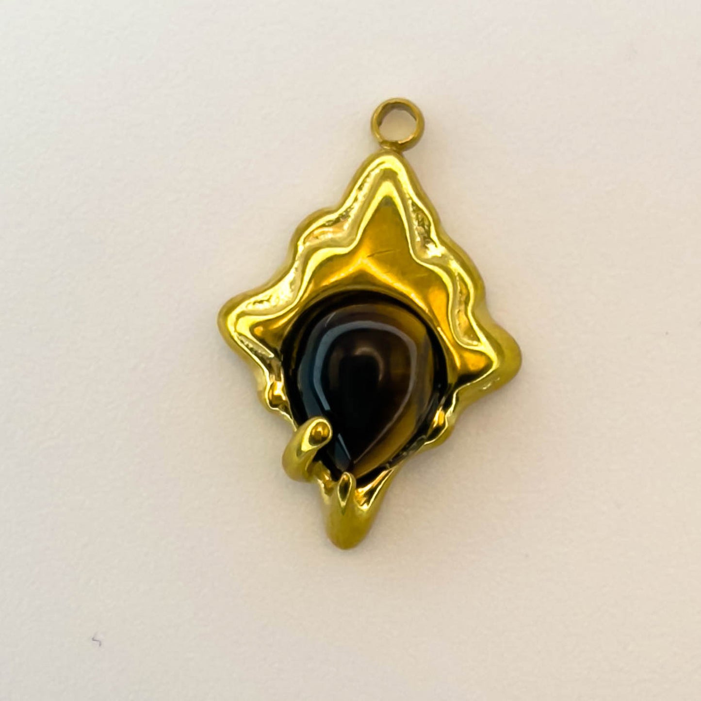 LYVANLI18K Gold Color Stainless Steel Charms Evil Eye Water Drop Sun Cross Natural Stone Tiger Eye Pendant for Jewelry Making
