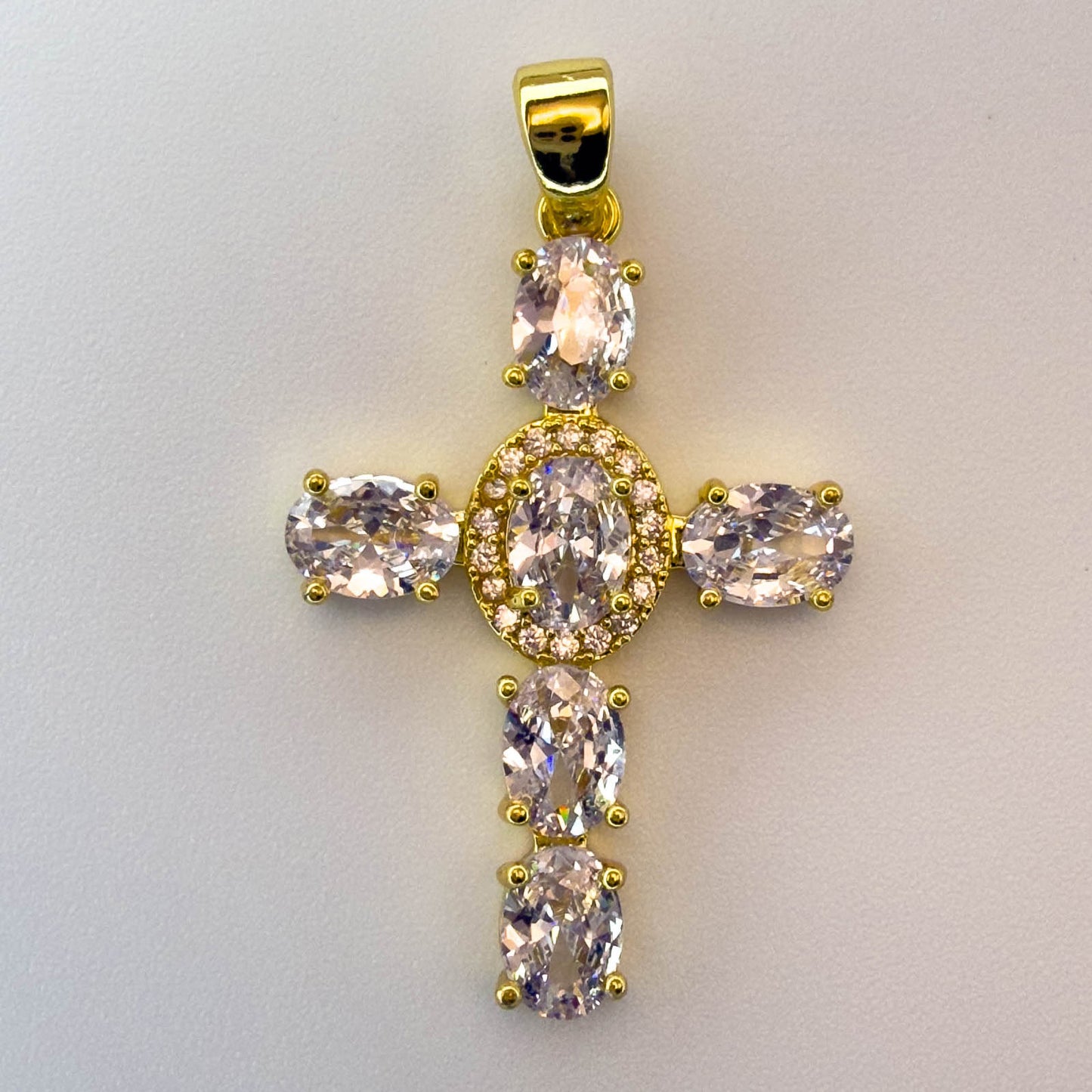 LYVANLI18K Gold Plated Cross Pendant with Cubic Zirconia – Creative Single Necklace Charm, Wholesale Jewelry Making Supplies