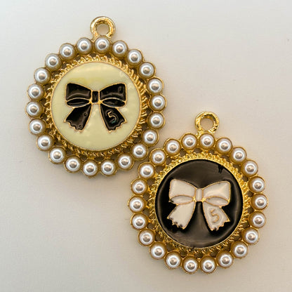 LYVANLIDIY Pearl Bow Charm Kit, Gold Letter Alloy Pendants for Keychain, Hair Accessories & Jewelry Making Supplies