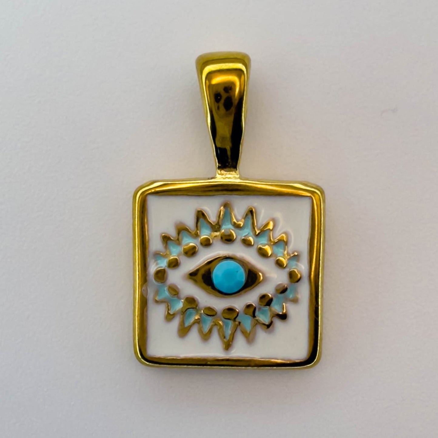 LYVANLI18K Gold Evil Eye Pendant with Palm Heart Enamel DIY Necklace & Bracelet Jewelry Charm