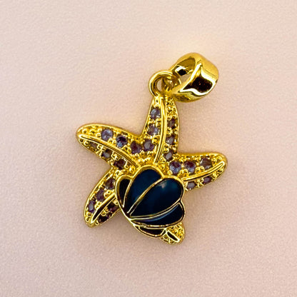 LYVANLIDIY Ocean Series Starfish & Pentagram Charms – Electroplated Copper Necklace Pendants for Women, Jewelry Making Supplies