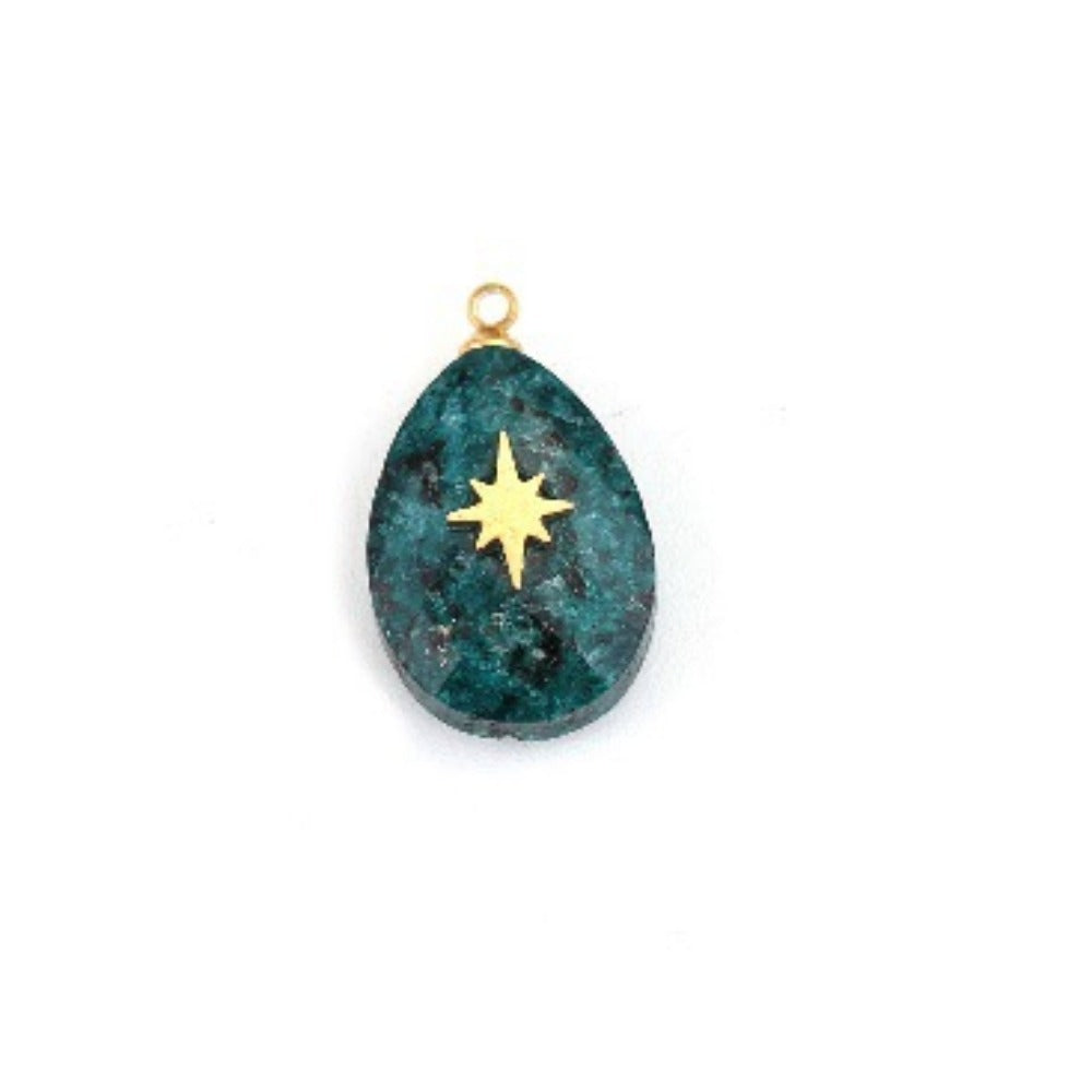 Artisan Turquoise-Studded Stainless Steel Pendant — DIY Necklace & Bracelet Component, Square/Round Mini Jewelry Tag