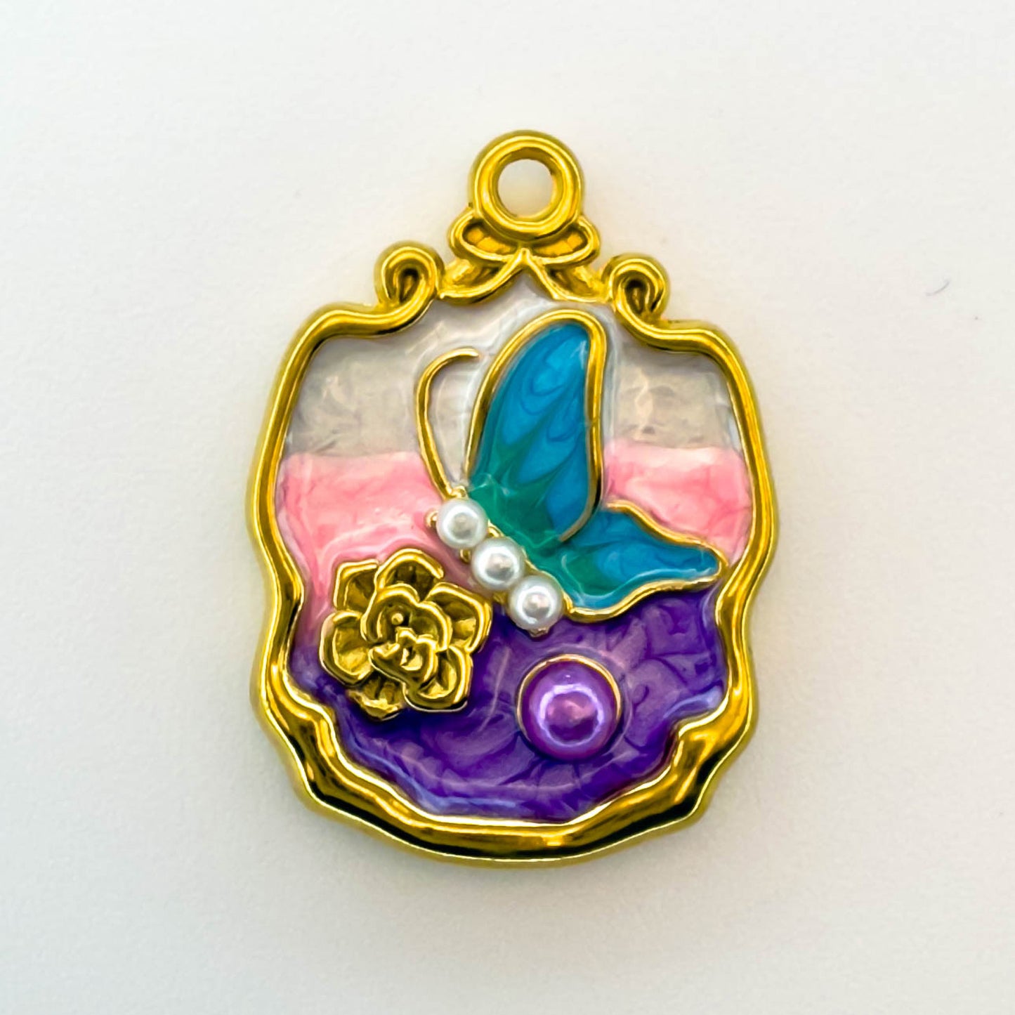 LYVANLI18K Gold Color Stainless Steel and Enamel Oil Drop Cute Marine Element Pendants, DIY Ladies' Necklace Bracelet Wholesale Jewel