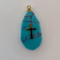 LYVANLIArtisan Turquoise-Studded Stainless Steel Pendant — DIY Necklace & Bracelet Component, Square/Round Mini Jewelry Tag