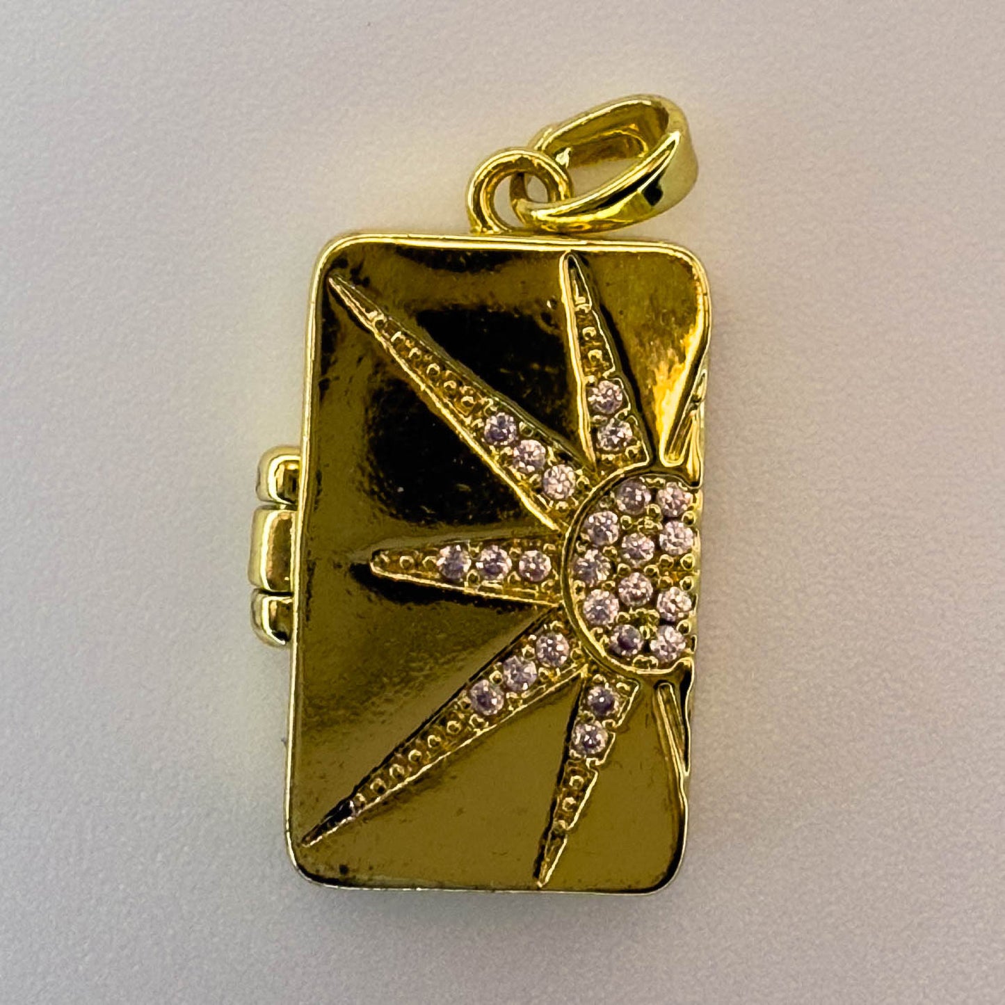 LYVANLI14K Gold Plated Locket Pendant Charms – Star, Moon, Heart, Sun Designs with Cubic Zirconia – DIY Necklace & Jewelry Making Supplies
