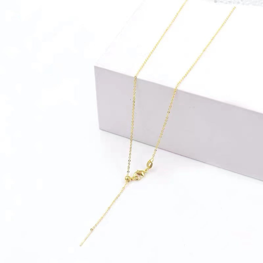 18K Gold-Colored Titanium steel Round Snake Chain Necklace  Non-Fading DIY Jewelry Supply with 5cm Extension Chain