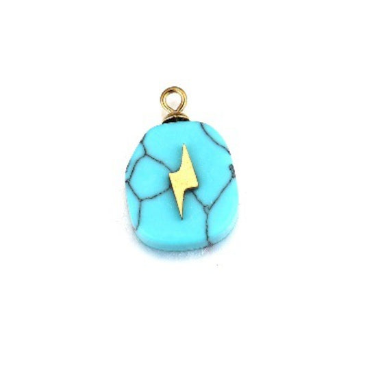 Artisan Turquoise-Studded Stainless Steel Pendant — DIY Necklace & Bracelet Component, Square/Round Mini Jewelry Tag