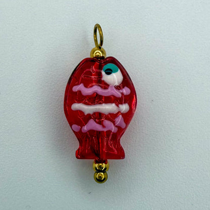 LYVANLIDopamine Heart Fish Pendant – Hand-Painted Glass Resin Charm, 18K Gold Plated Stainless Steel DIY Jewelry Making Accessory