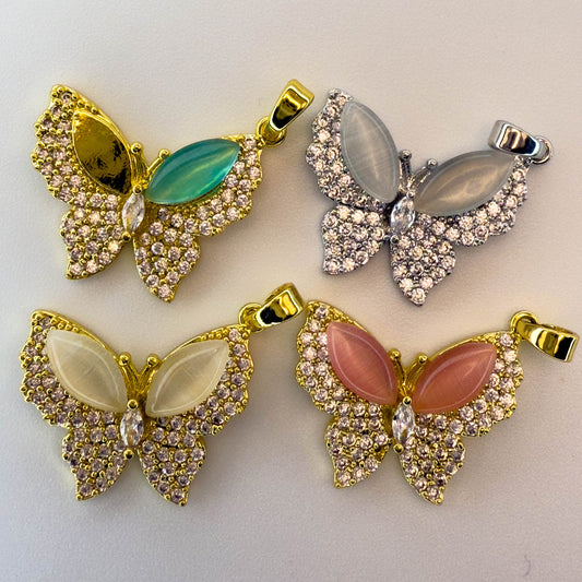 LYVANLI18K Gold Plated Colorful Butterfly Charms – Micro Pave Copper Pendants for DIY Earrings, Necklaces & Jewelry Making