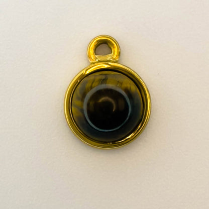 LYVANLI18K Gold Color Stainless Steel Charms Evil Eye Water Drop Sun Cross Natural Stone Tiger Eye Pendant for Jewelry Making