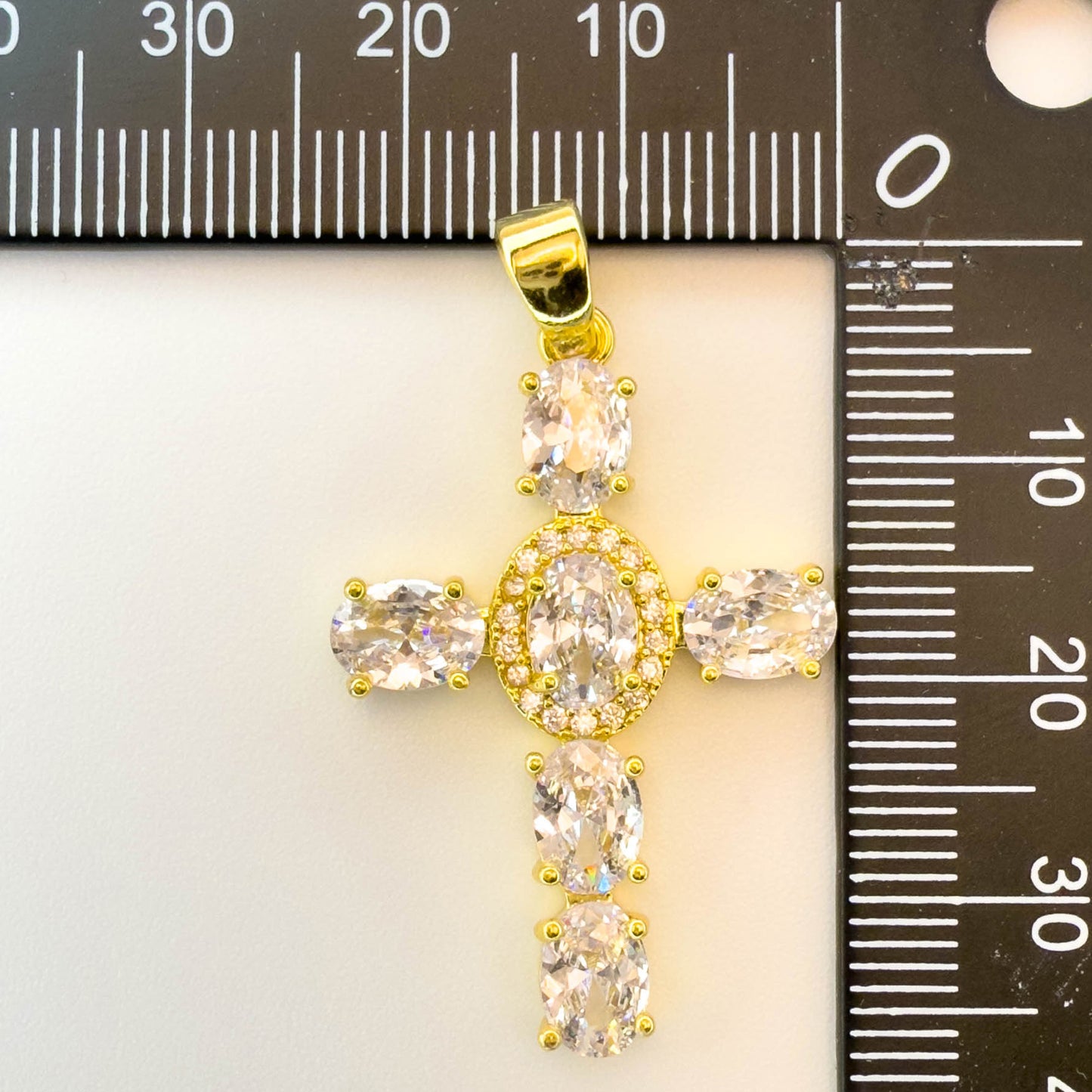 LYVANLI18K Gold Plated Cross Pendant with Cubic Zirconia – Creative Single Necklace Charm, Wholesale Jewelry Making Supplies