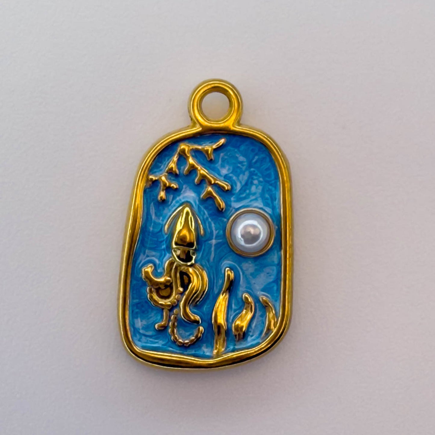 LYVANLI18K Gold Color Stainless Steel and Enamel Oil Drop Cute Marine Element Pendants, DIY Ladies' Necklace Bracelet Wholesale Jewel