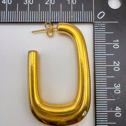 LYVANLI18K Gold Plated U-Shaped Hoop Earrings for Women – Stainless Steel Round Earrings, Fashion Luxury Jewelry