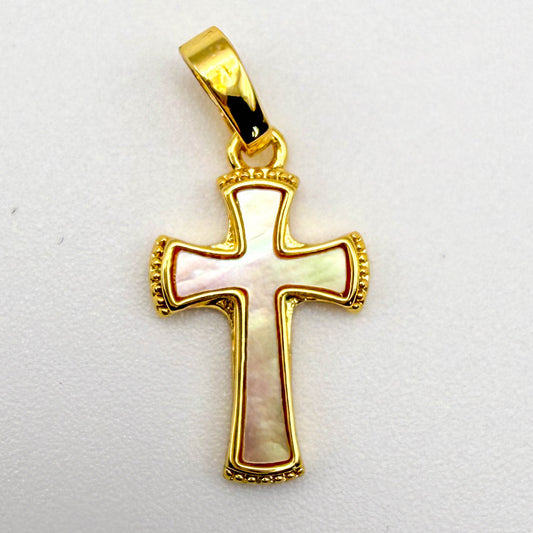 LYVANLI18K Gold Filled Cross Pendant Gold Religious Charms Fritillaria Christian Charm for DIY Bracelets Necklaces Jewelry Accessories Making