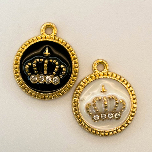 LYVANLIEnamel Crown Charms with Rhinestones, Alloy DIY Pendant for Bracelets, Necklaces, Earrings, Hair Accessories Making