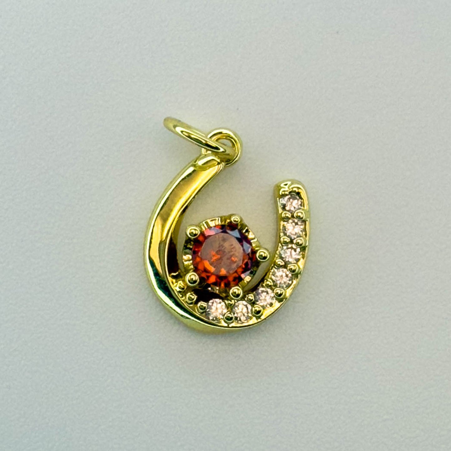 LYVANLI18K Gold Filled Horseshoe Pendant with Zircon U-Shaped Necklace & Bracelet Charm for DIY Jewelry Making Accessories