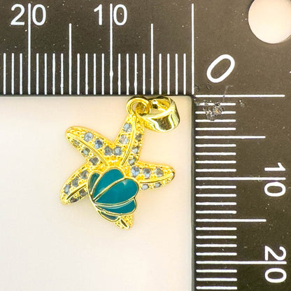 LYVANLIDIY Ocean Series Starfish & Pentagram Charms – Electroplated Copper Necklace Pendants for Women, Jewelry Making Supplies