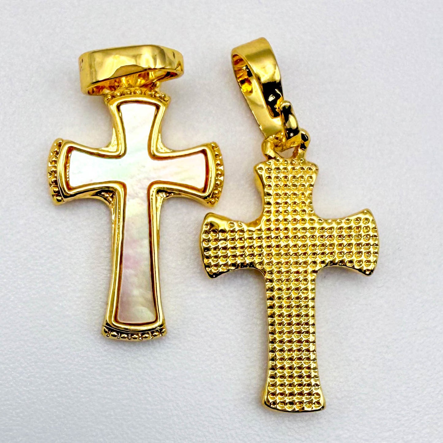 LYVANLI18K Gold Filled Cross Pendant Gold Religious Charms Fritillaria Christian Charm for DIY Bracelets Necklaces Jewelry Accessories Making