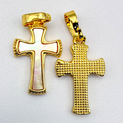LYVANLI18K Gold Filled Cross Pendant Gold Religious Charms Fritillaria Christian Charm for DIY Bracelets Necklaces Jewelry Accessories Making