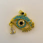 LYVANLI14K Gold Plated Evil Eye Pendant Necklace for Women – Copper Micro Pave Eye Charm, Unique Single Pendant Jewelry Accessory