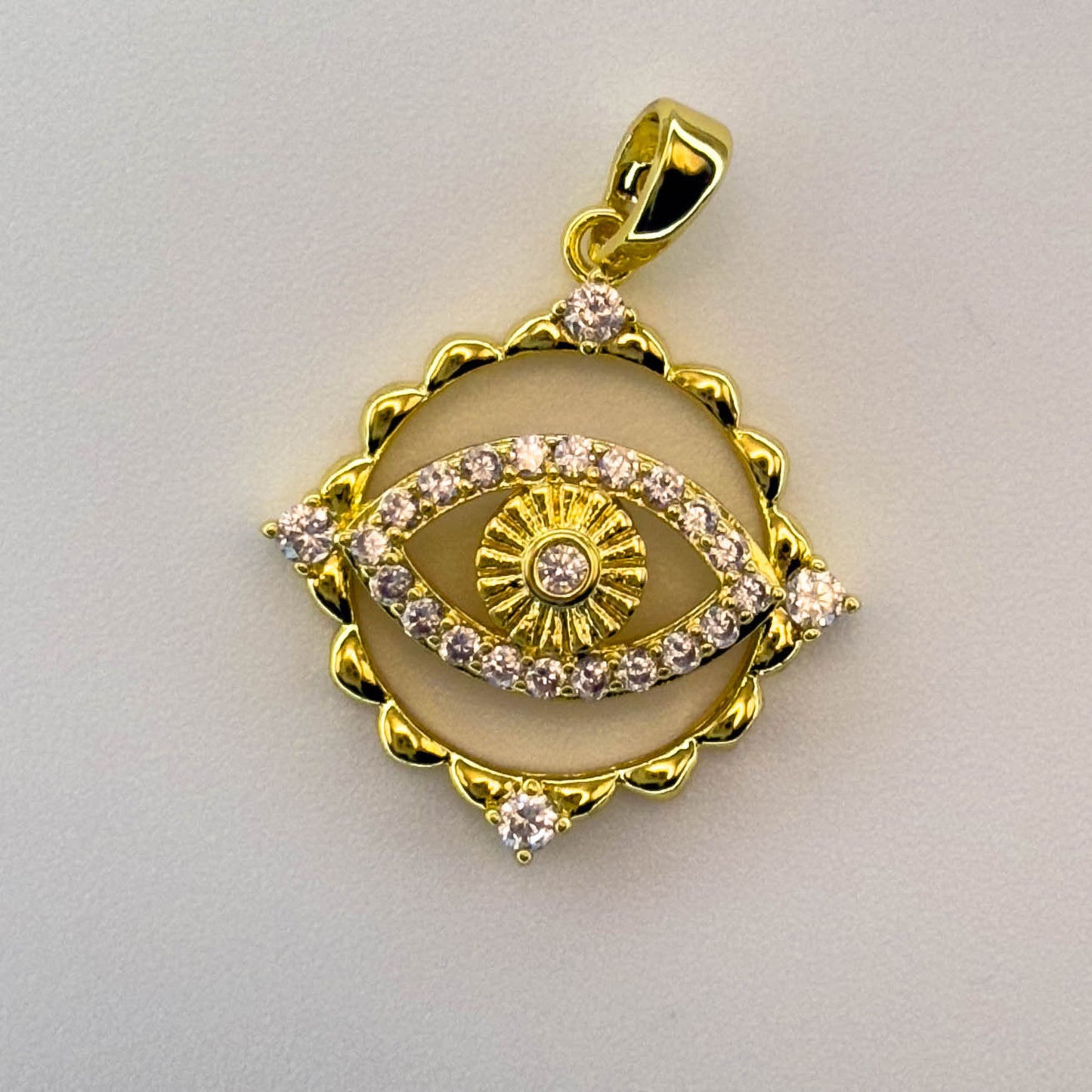 LYVANLI14K Gold Plated Evil Eye Pendant Necklace for Women – Copper Micro Pave Eye Charm, Unique Single Pendant Jewelry Accessory