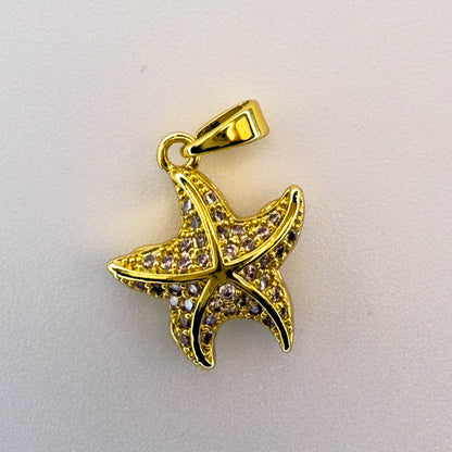 LYVANLIDIY Ocean Series Starfish & Pentagram Charms – Electroplated Copper Necklace Pendants for Women, Jewelry Making Supplies