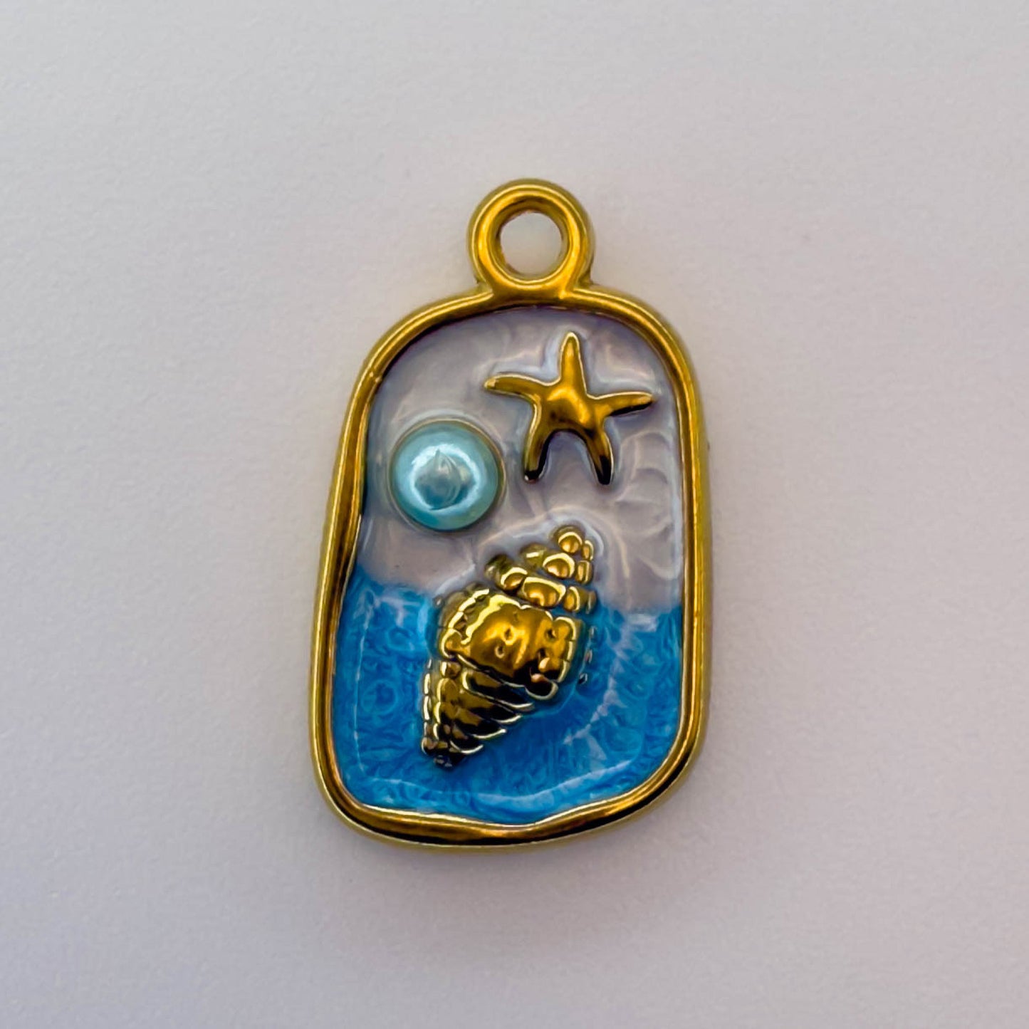 LYVANLI18K Gold Color Stainless Steel and Enamel Oil Drop Cute Marine Element Pendants, DIY Ladies' Necklace Bracelet Wholesale Jewel