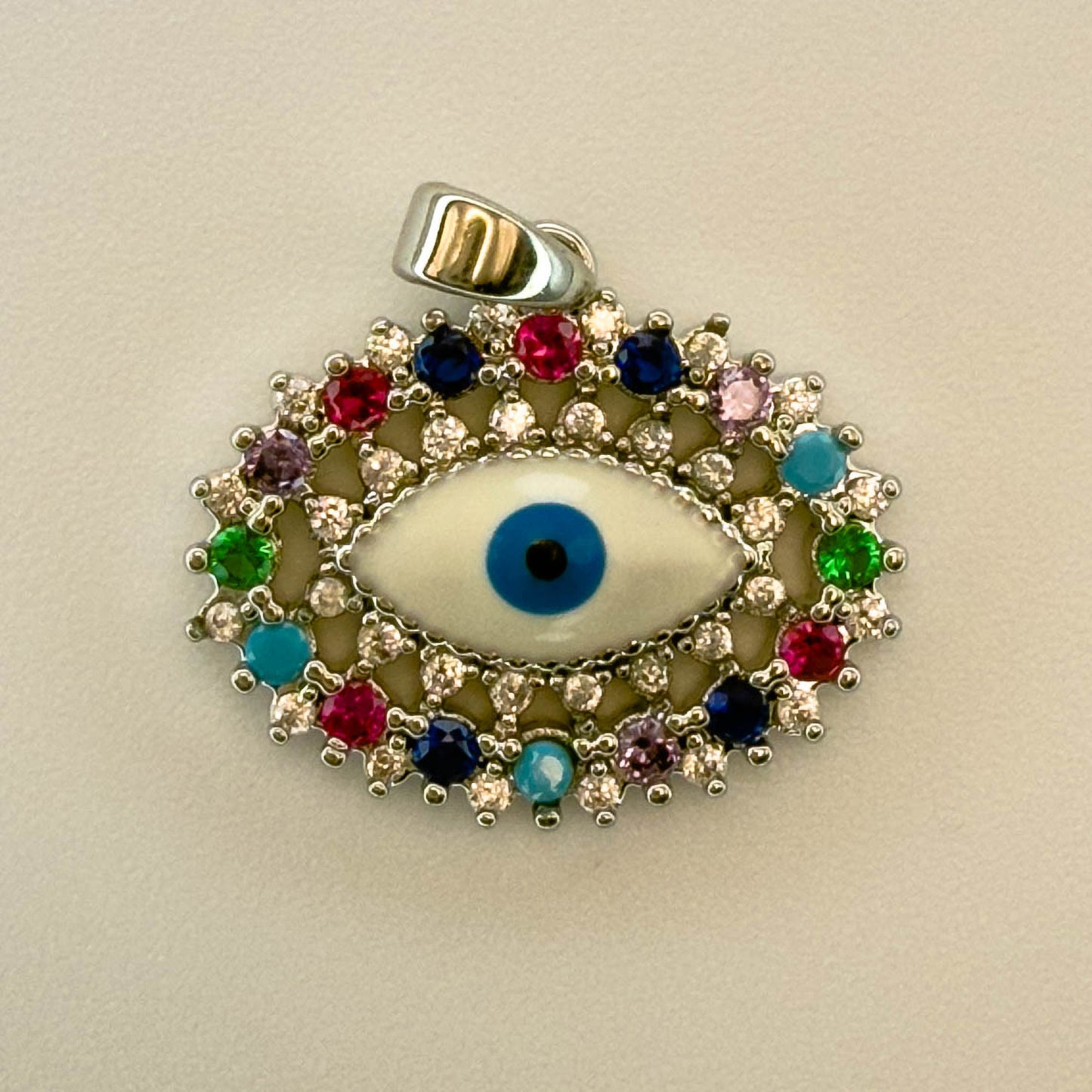 LYVANLI14K Gold Plated Evil Eye Pendant Necklace for Women – Copper Micro Pave Eye Charm, Unique Single Pendant Jewelry Accessory