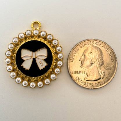 LYVANLIDIY Pearl Bow Charm Kit, Gold Letter Alloy Pendants for Keychain, Hair Accessories & Jewelry Making Supplies