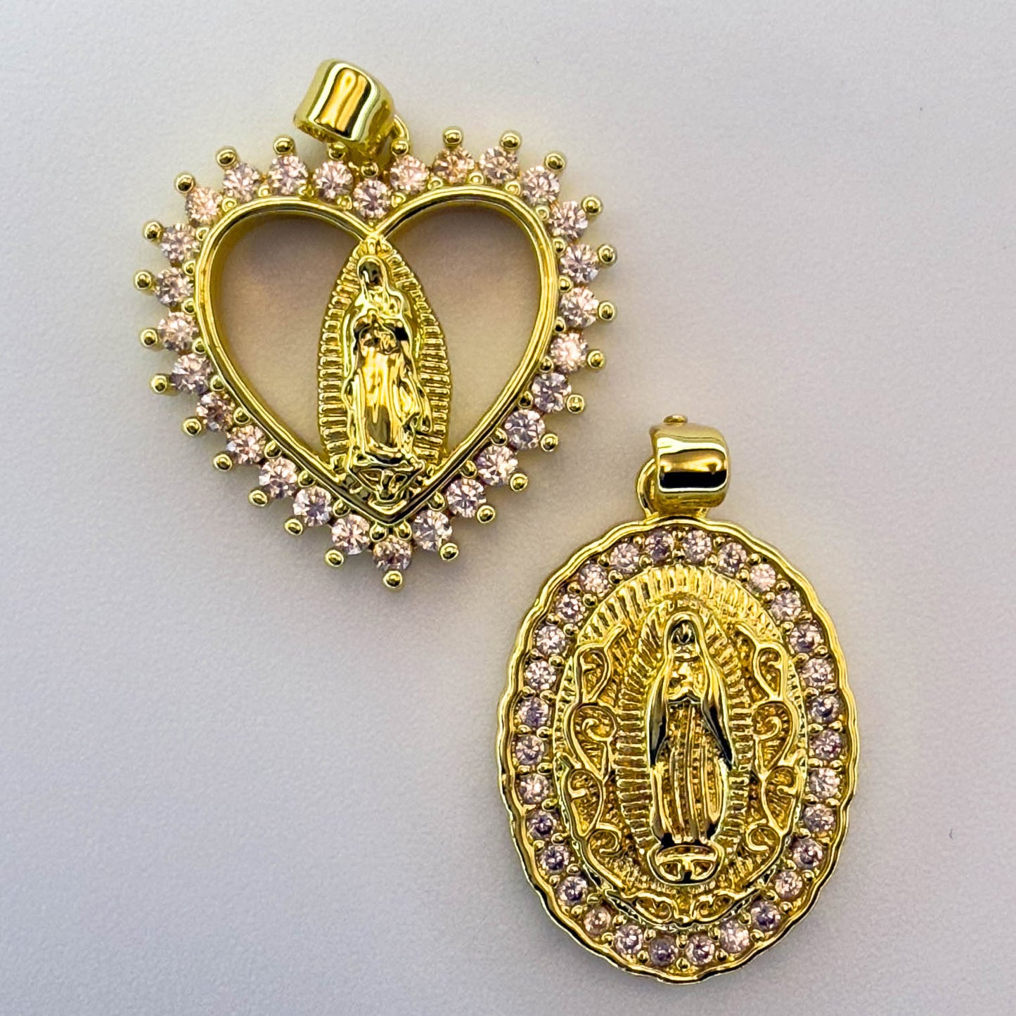 LYVANLIOval Virgin Mary Pendant with Colorful Zircon – Copper Religious Necklace Charm, Fashion Jewelry & Wholesale Supplies
