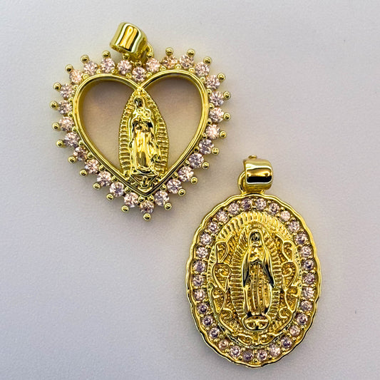 LYVANLIOval Virgin Mary Pendant with Colorful Zircon – Copper Religious Necklace Charm, Fashion Jewelry & Wholesale Supplies