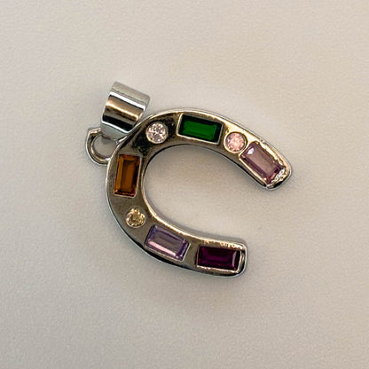 LYVANLI18K Gold Filled Horseshoe Pendant with Zircon U-Shaped Necklace & Bracelet Charm for DIY Jewelry Making Accessories