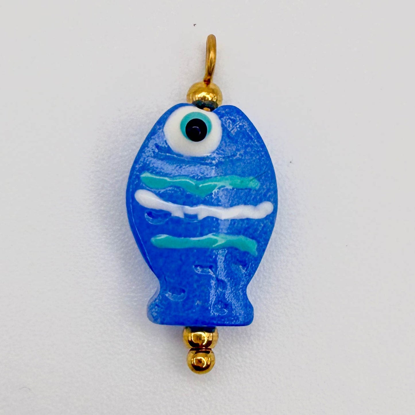 LYVANLIDopamine Heart Fish Pendant – Hand-Painted Glass Resin Charm, 18K Gold Plated Stainless Steel DIY Jewelry Making Accessory