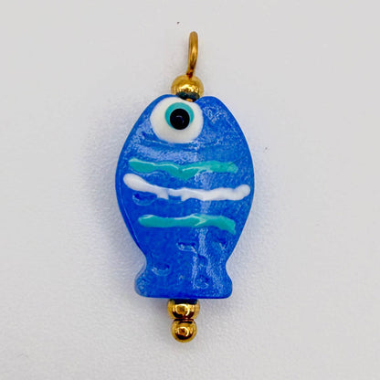 LYVANLIDopamine Heart Fish Pendant – Hand-Painted Glass Resin Charm, 18K Gold Plated Stainless Steel DIY Jewelry Making Accessory