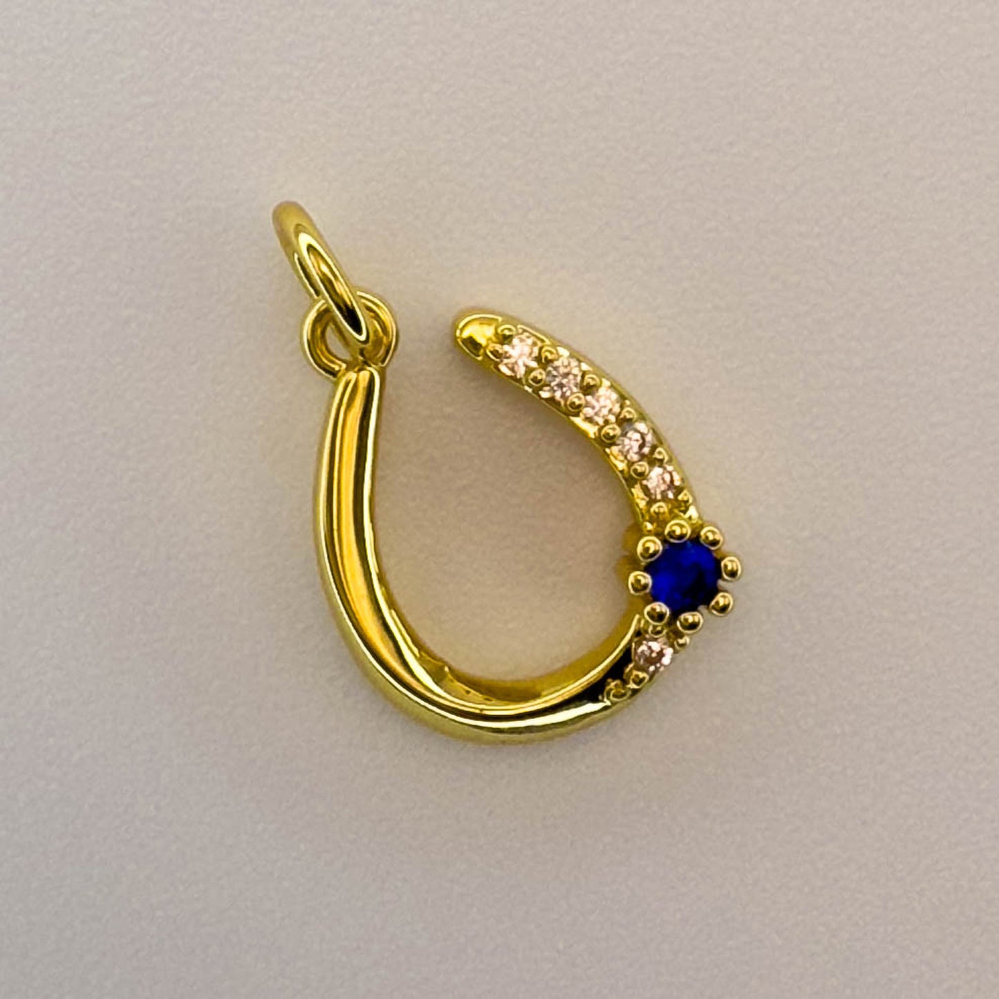 LYVANLI18K Gold Filled Horseshoe Pendant with Zircon U-Shaped Necklace & Bracelet Charm for DIY Jewelry Making Accessories