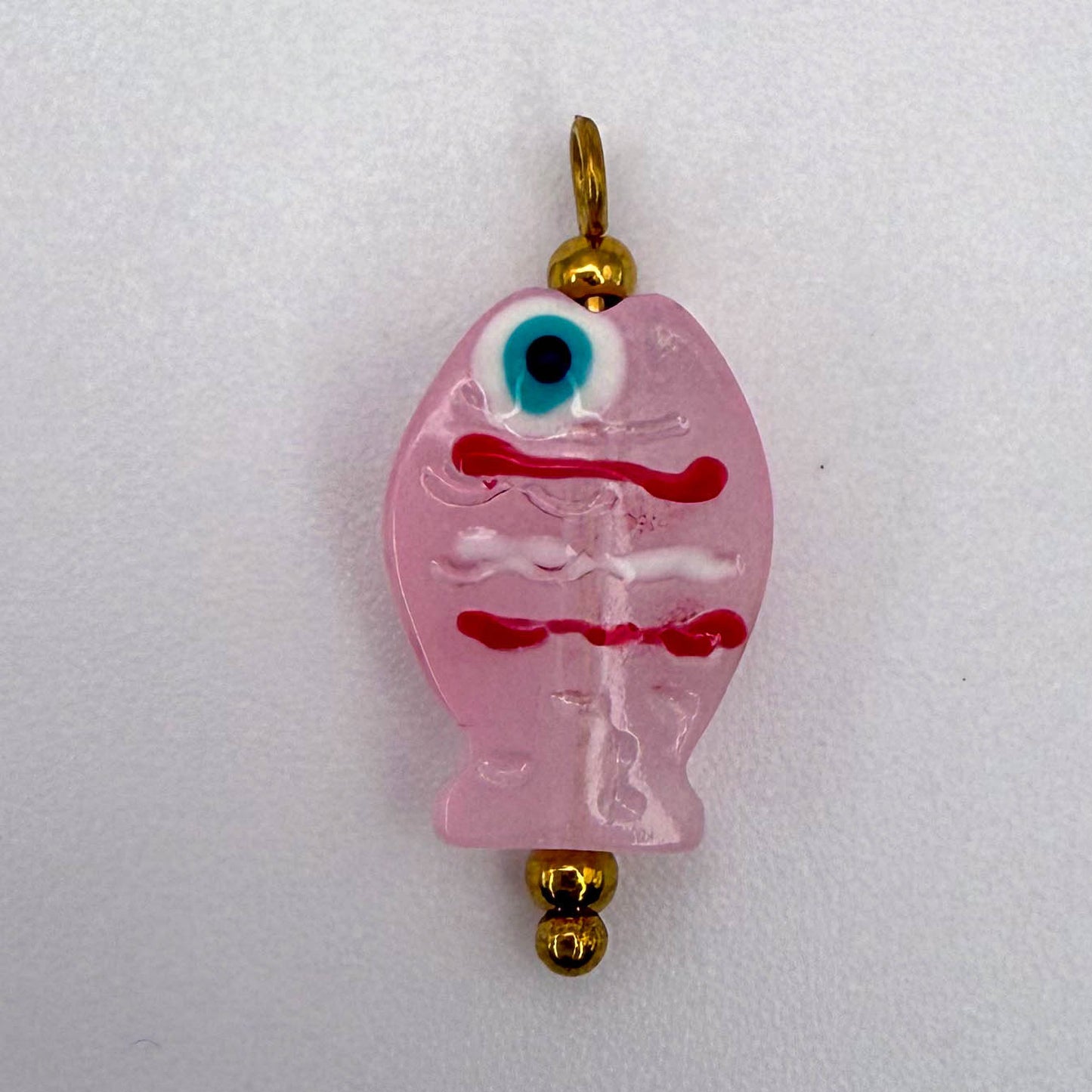 LYVANLIDopamine Heart Fish Pendant – Hand-Painted Glass Resin Charm, 18K Gold Plated Stainless Steel DIY Jewelry Making Accessory
