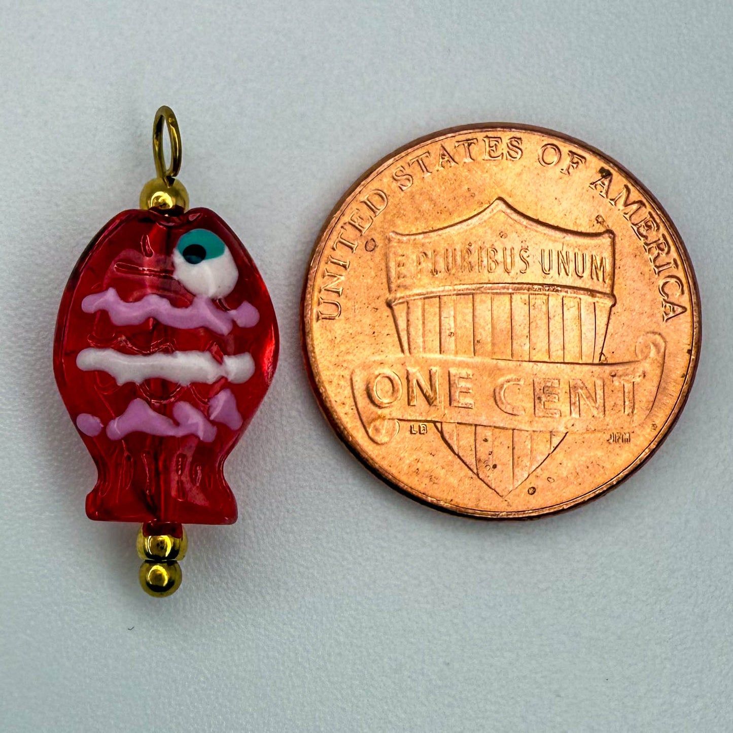 LYVANLIDopamine Heart Fish Pendant – Hand-Painted Glass Resin Charm, 18K Gold Plated Stainless Steel DIY Jewelry Making Accessory