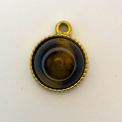 LYVANLI18K Gold Color Stainless Steel Charms Evil Eye Water Drop Sun Cross Natural Stone Tiger Eye Pendant for Jewelry Making