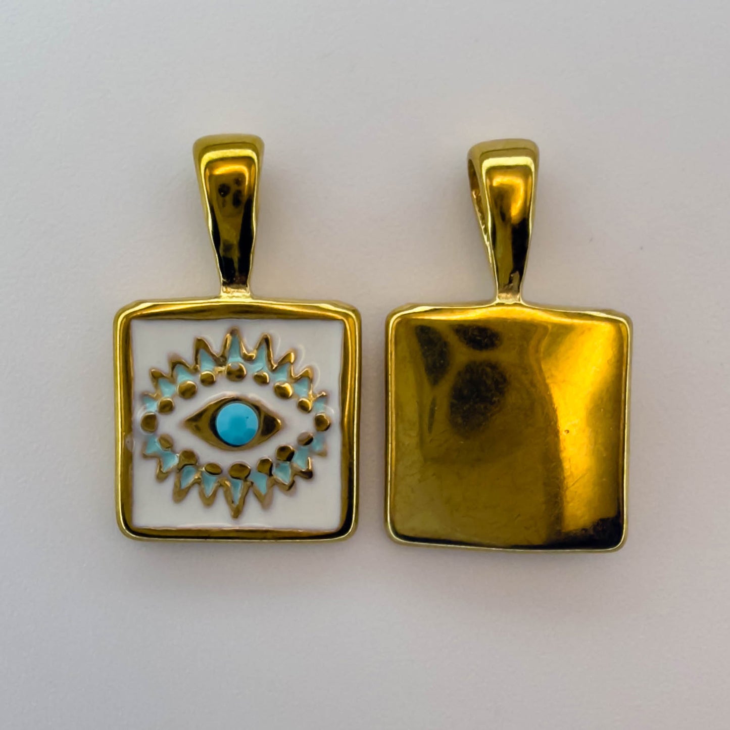 LYVANLI18K Gold Evil Eye Pendant with Palm Heart Enamel DIY Necklace & Bracelet Jewelry Charm